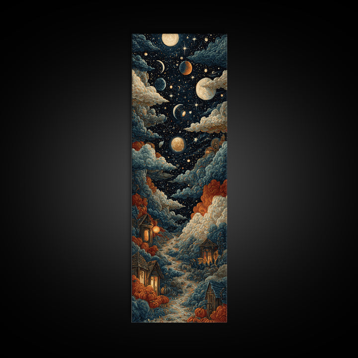 The Witch Astronomical Cabinet - Surreal Celestial Vision, Spooky Wall Decor, Tall Narrow Wall Art, Framed Canvas Print, Gothic Wall Art