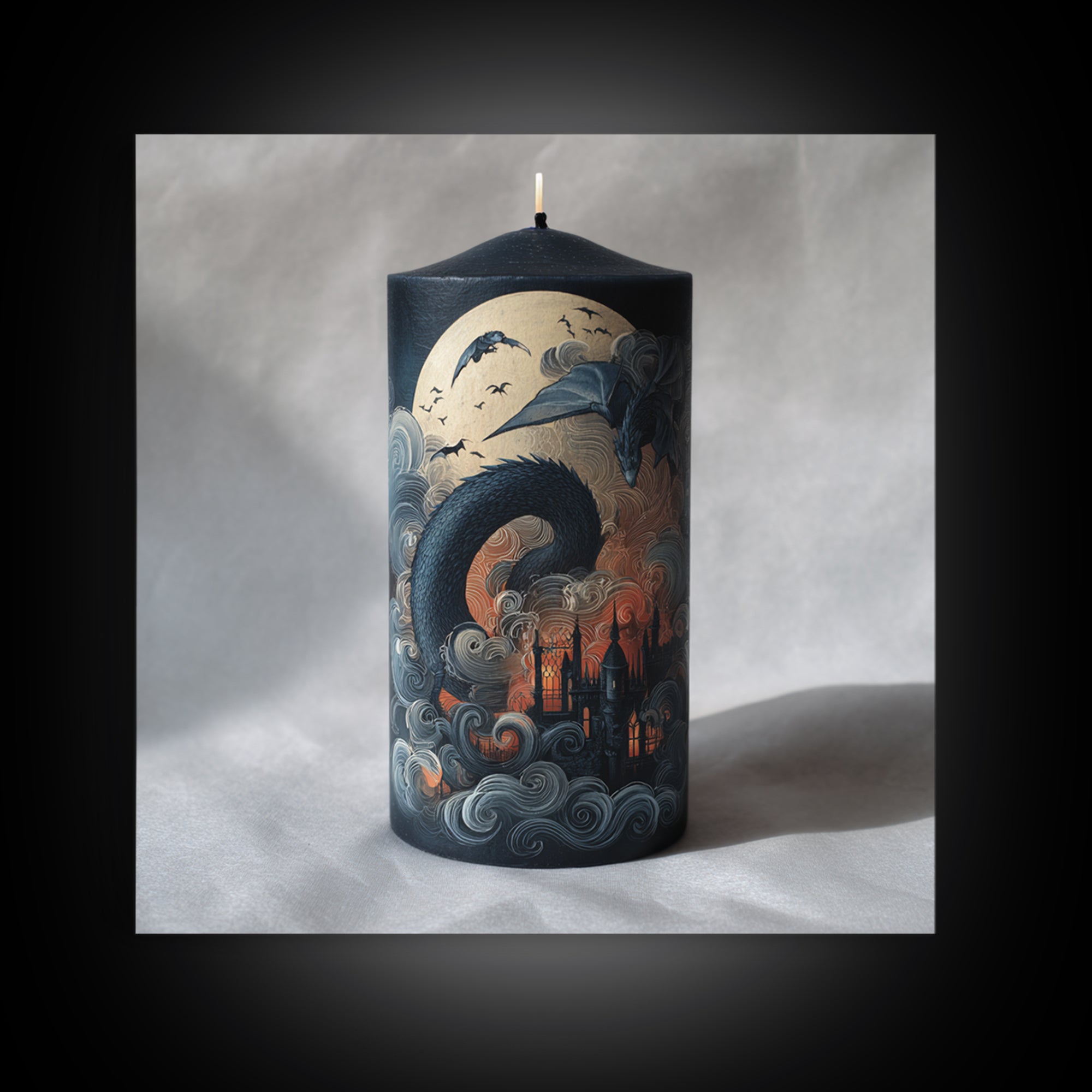 The Candle Smoke Dragon - Icon Portrait, Gothic Home Decor, Square Wall Art, Canvas Print, Halloween Home Decor, Gothic Wall Art