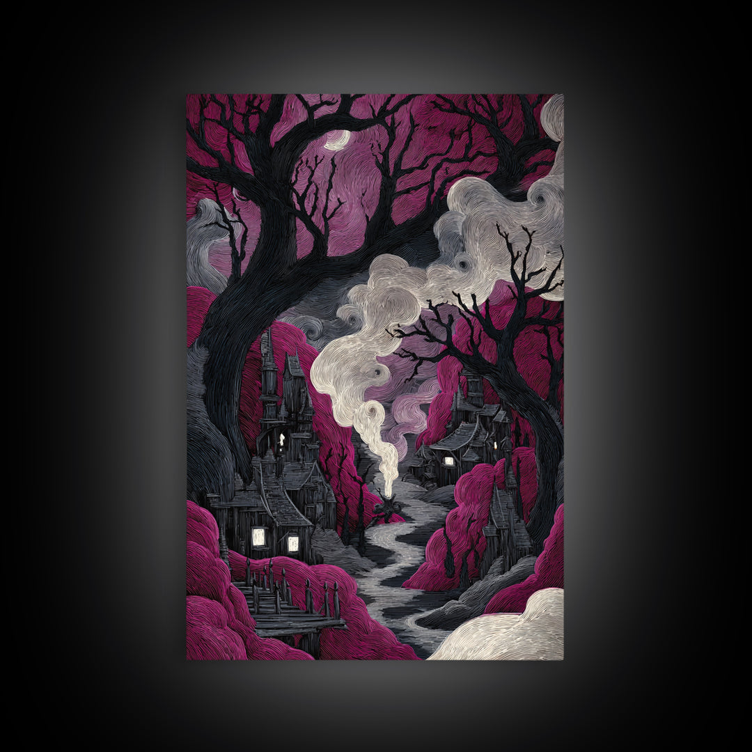 The Candle Smoke Dragon - Environmental Panorama, Gothic Home Decor, Vertical Wall Art, Canvas Print, Halloween Home Decor, Gothic Wall Art