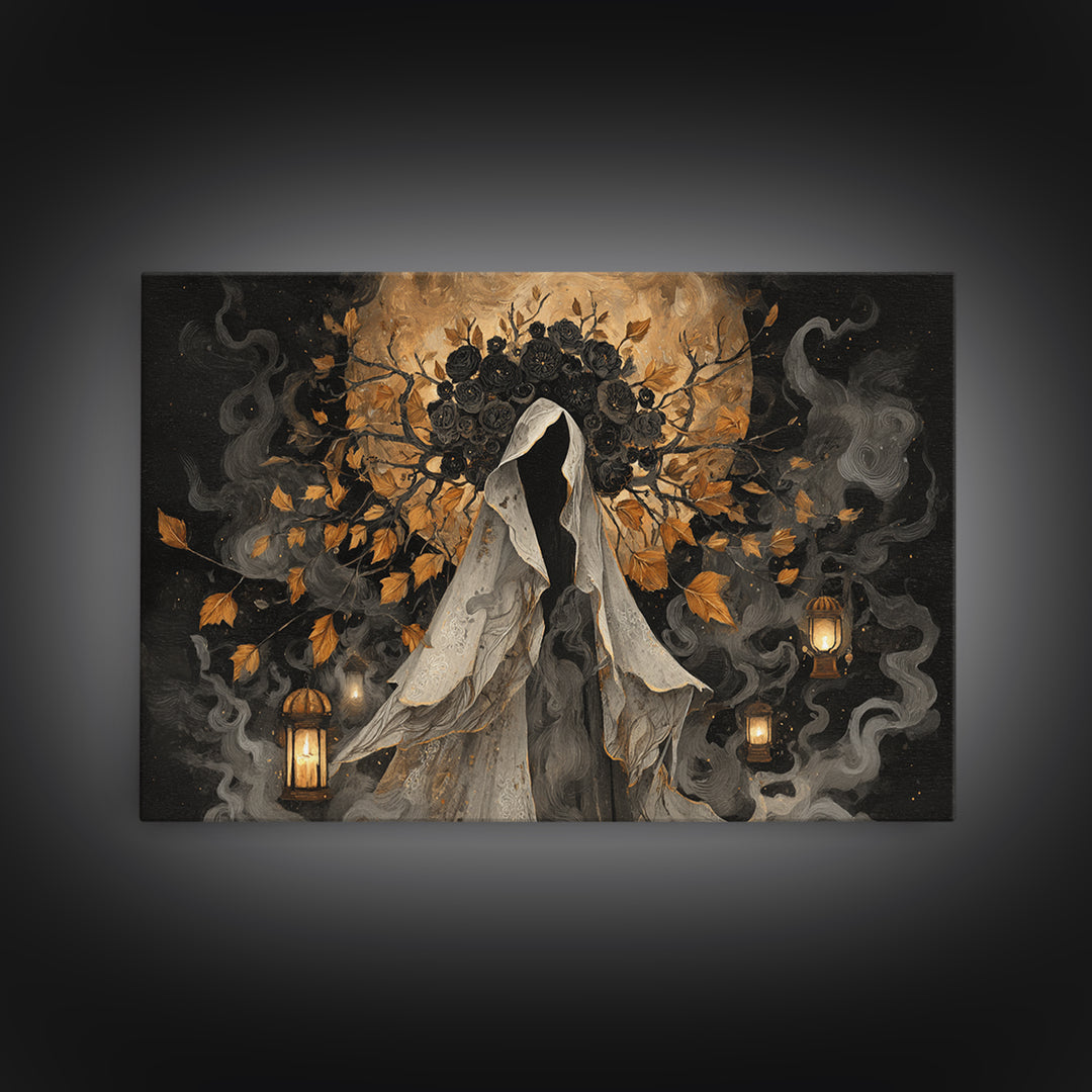 The Mourning Moth Halo - Procession Scene, Dark Fantasy Wall Art, Landscape Wall Art, Canvas Print, Halloween Home Decor, Gothic Wall Art