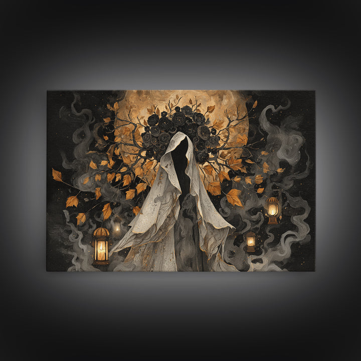 The Mourning Moth Halo - Procession Scene, Dark Fantasy Wall Art, Landscape Wall Art, Canvas Print, Halloween Home Decor, Gothic Wall Art