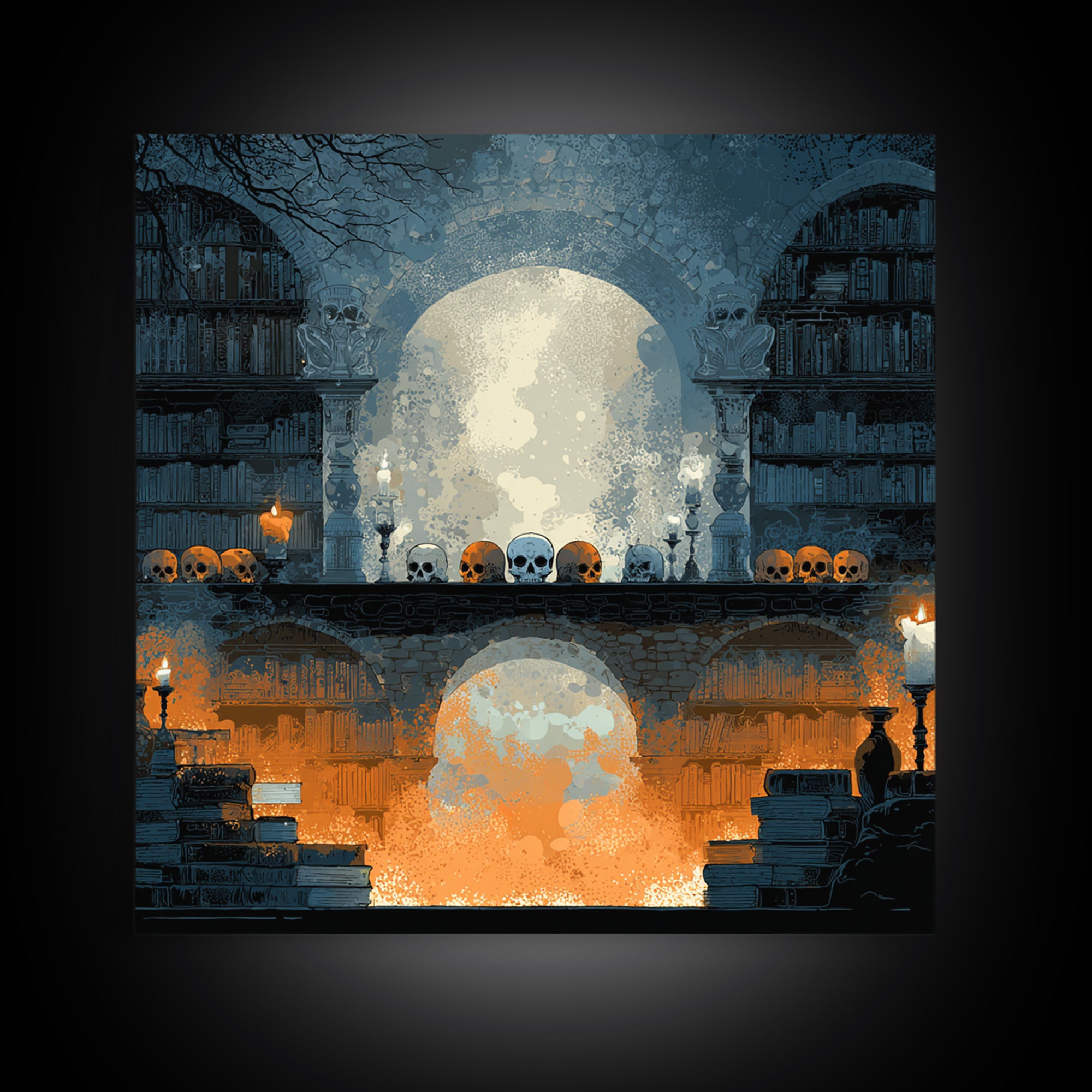 The Catacomb Library - Icon Portrait, Dark Fantasy Wall Art, Square Wall Art, Canvas Print, Halloween Home Decor, Gothic Wall Art