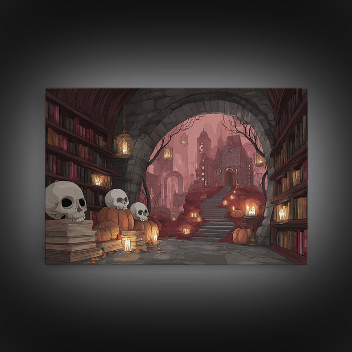 The Catacomb Library - Environmental Panorama, Gothic Home Decor, Landscape Wall Art, Canvas Print, Halloween Home Decor, Gothic Wall Art