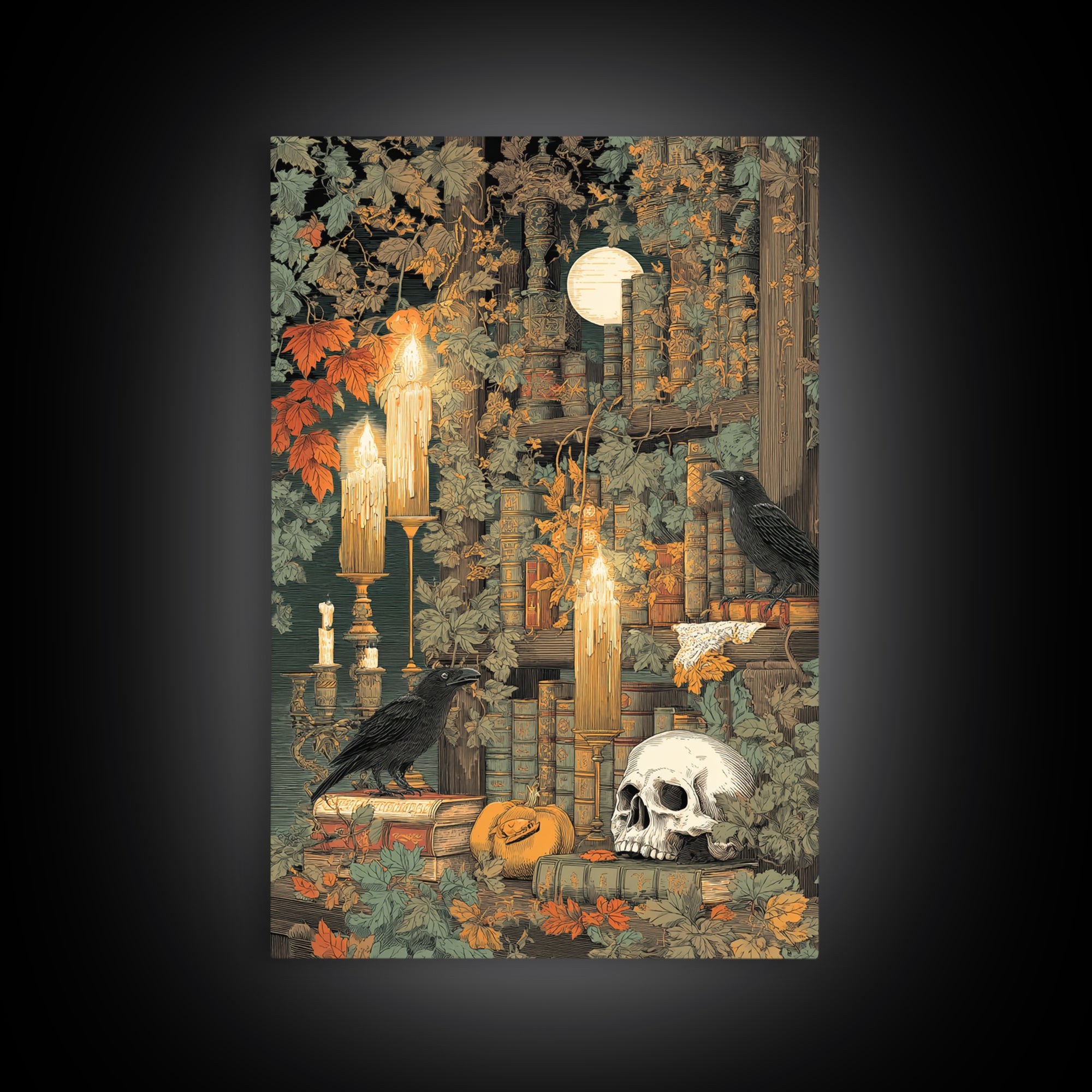 The Catacomb Library - Occult Still Life, Dark Fantasy Wall Art, Vertical Wall Art, Canvas Print, Halloween Home Decor, Gothic Wall Art