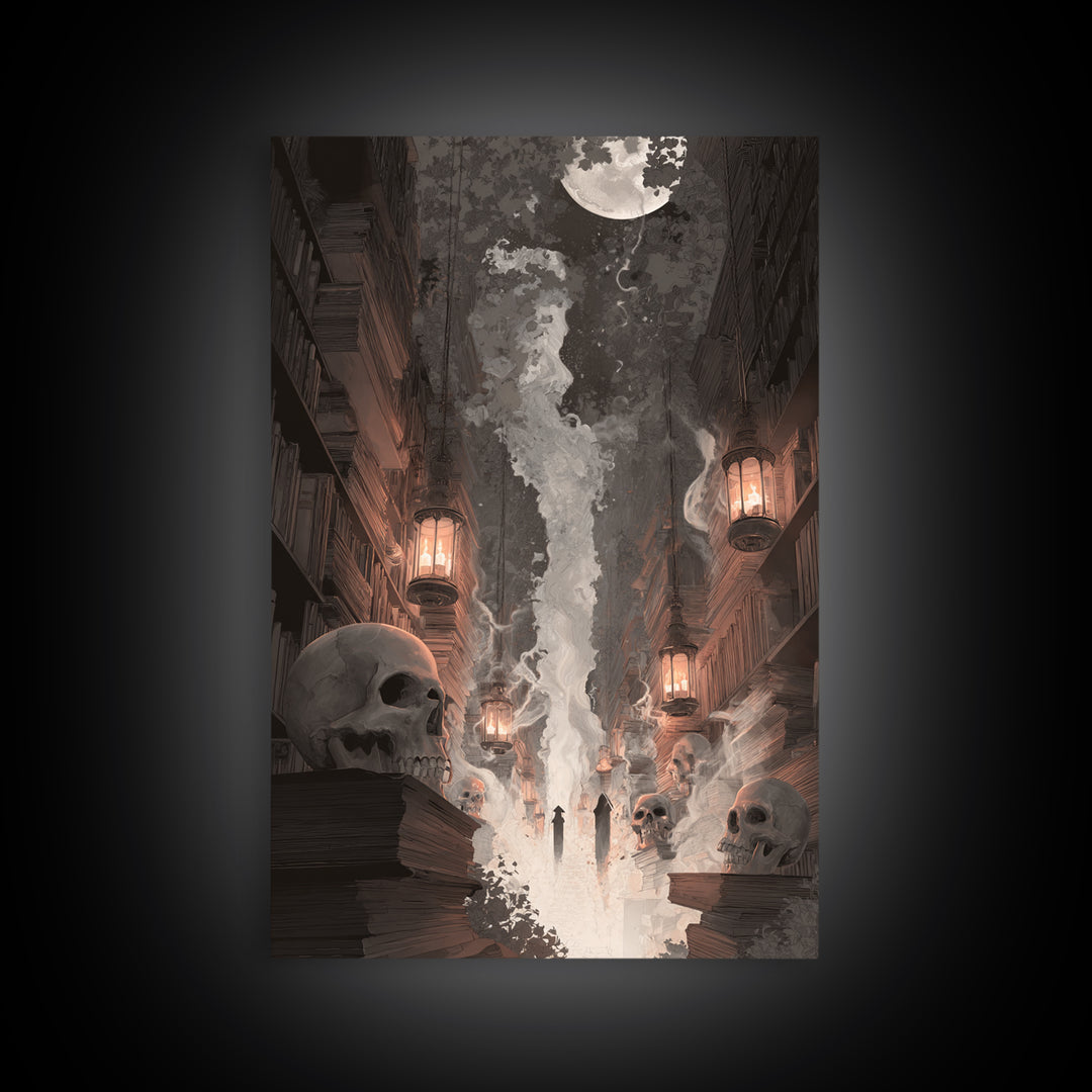 The Catacomb Library - Procession Scene, Occult Wall Decor, Vertical Wall Art, Canvas Print, Halloween Home Decor, Gothic Wall Art
