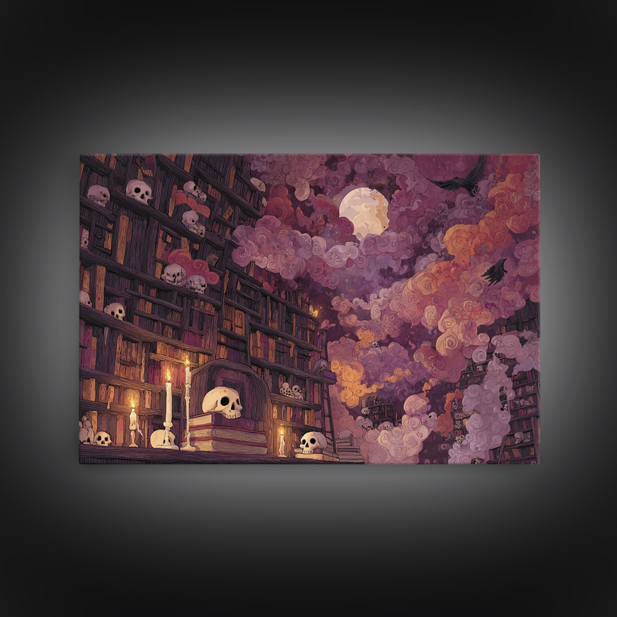 The Catacomb Library - Surreal Celestial Vision, Dark Fantasy Wall Art, Landscape Wall Art, Canvas Print, Halloween Home Decor