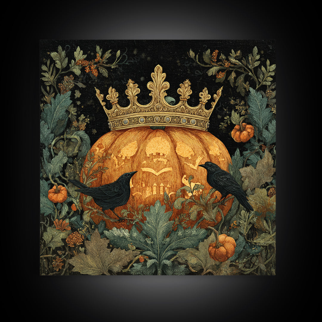The Jack-O-Lantern Crown Jewels - Icon Portrait, Gothic Home Decor, Square Wall Art, Canvas Print, Halloween Home Decor, Gothic Wall Art