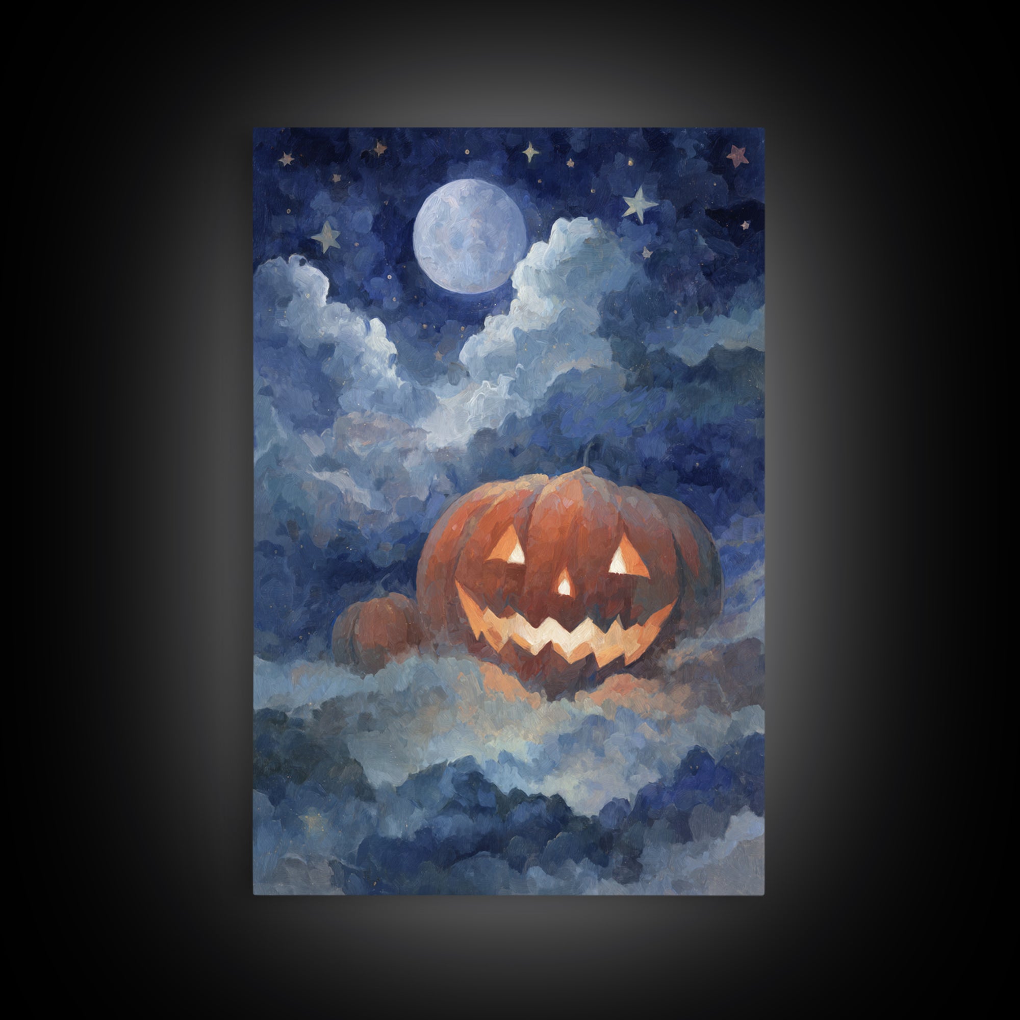 The Jack-O-Lantern Crown Jewels - Surreal Celestial Vision, Gothic Home Decor, Vertical Wall Art, Canvas Print, Halloween Home Decor