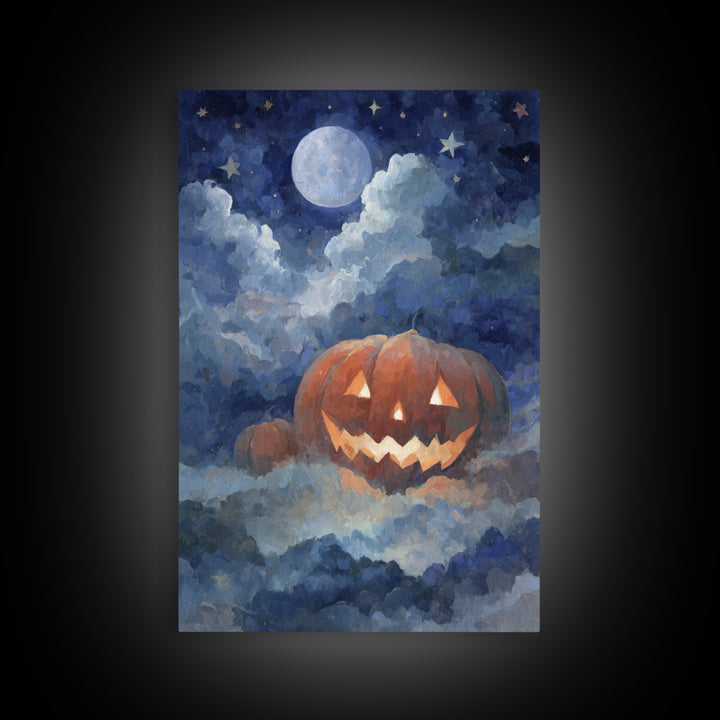 The Jack-O-Lantern Crown Jewels - Surreal Celestial Vision, Gothic Home Decor, Vertical Wall Art, Canvas Print, Halloween Home Decor