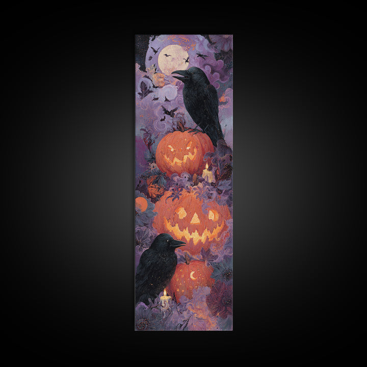 The Jack-O-Lantern Crown Jewels - Surreal Celestial Vision, Halloween Wall Art, Tall Narrow Wall Art, Framed Canvas Print, Gothic Wall Art