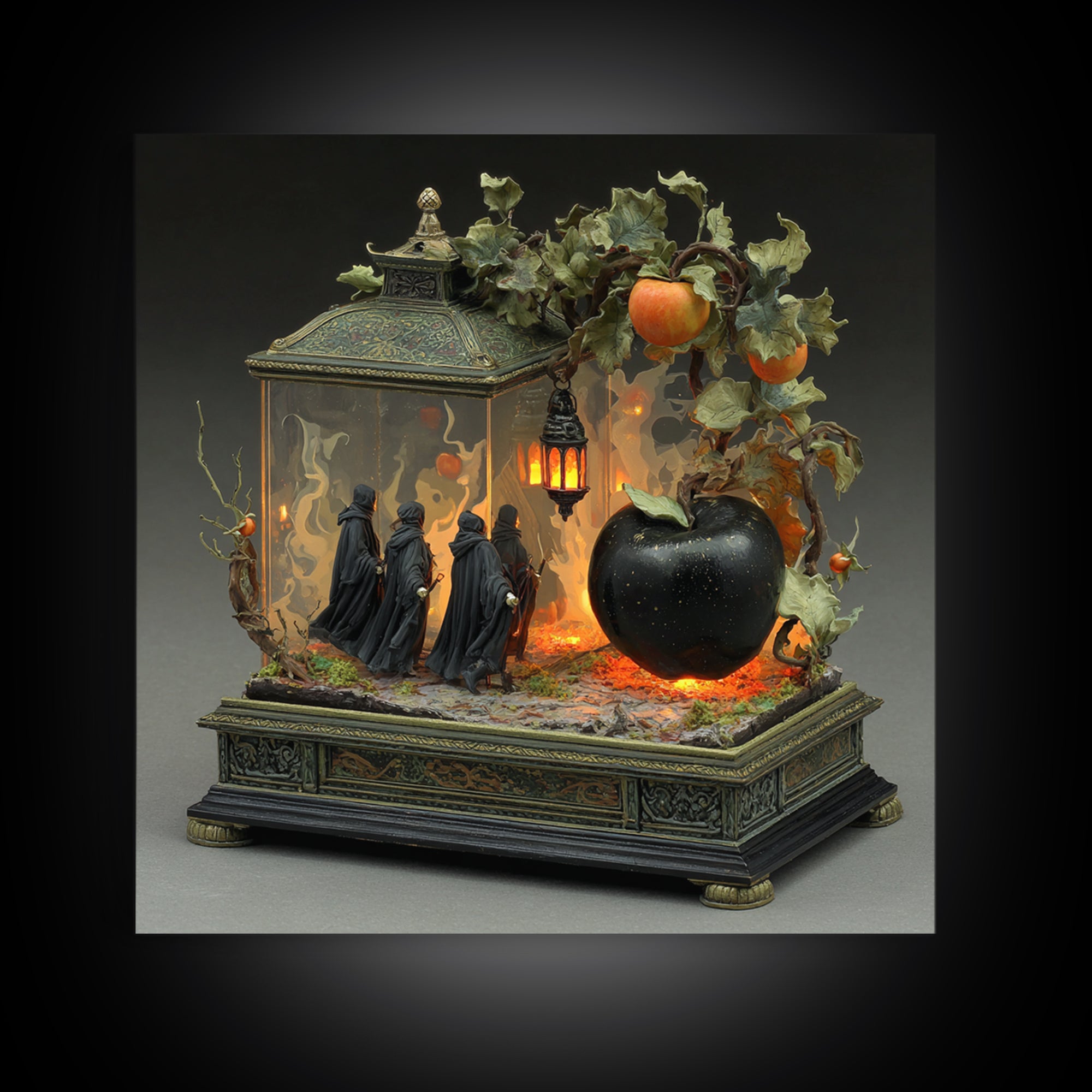 The Poison Apple Reliquary - Procession Scene, Occult Wall Decor, Square Wall Art, Canvas Print, Halloween Home Decor, Gothic Wall Art