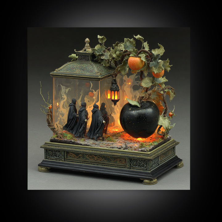 The Poison Apple Reliquary - Procession Scene, Occult Wall Decor, Square Wall Art, Canvas Print, Halloween Home Decor, Gothic Wall Art