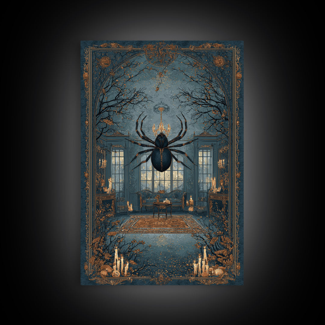 The Spider Queen Parlor - Icon Portrait, Occult Wall Decor, Vertical Wall Art, Canvas Print, Halloween Home Decor, Gothic Wall Art