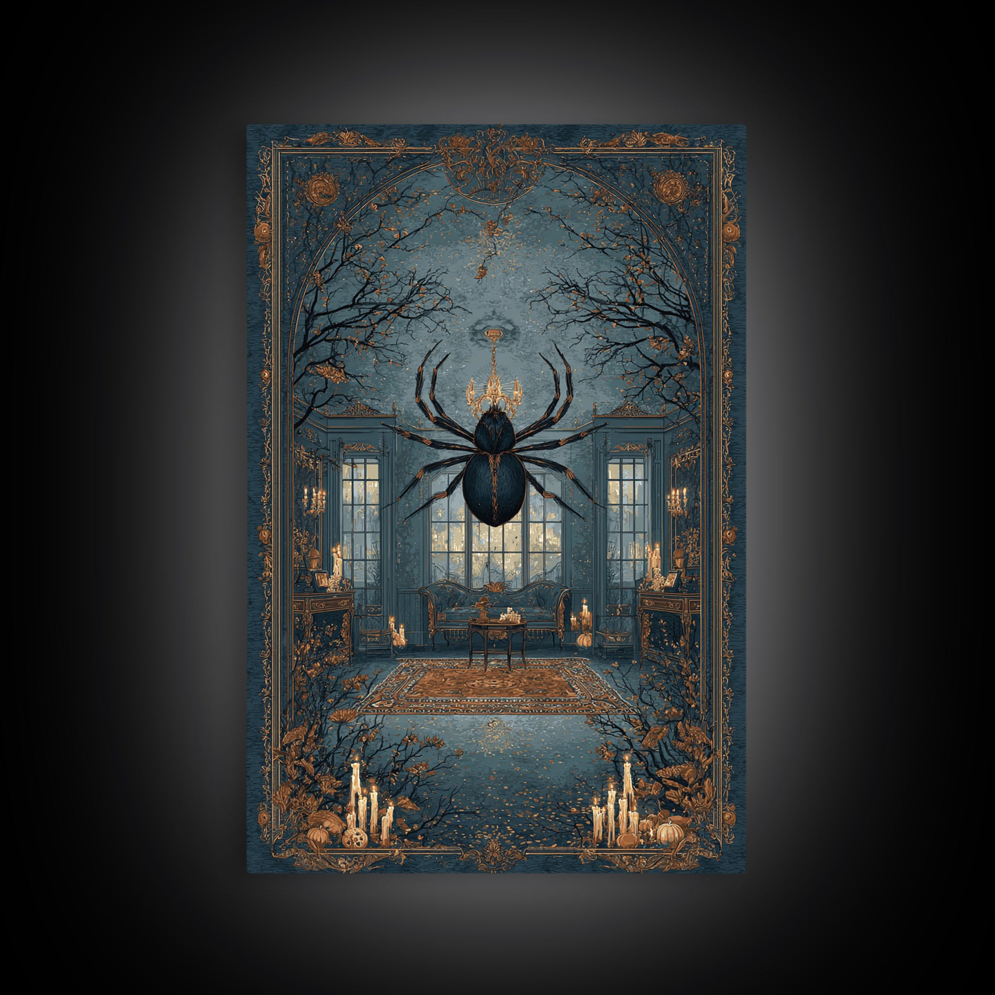 The Spider Queen Parlor - Icon Portrait, Occult Wall Decor, Vertical Wall Art, Canvas Print, Halloween Home Decor, Gothic Wall Art
