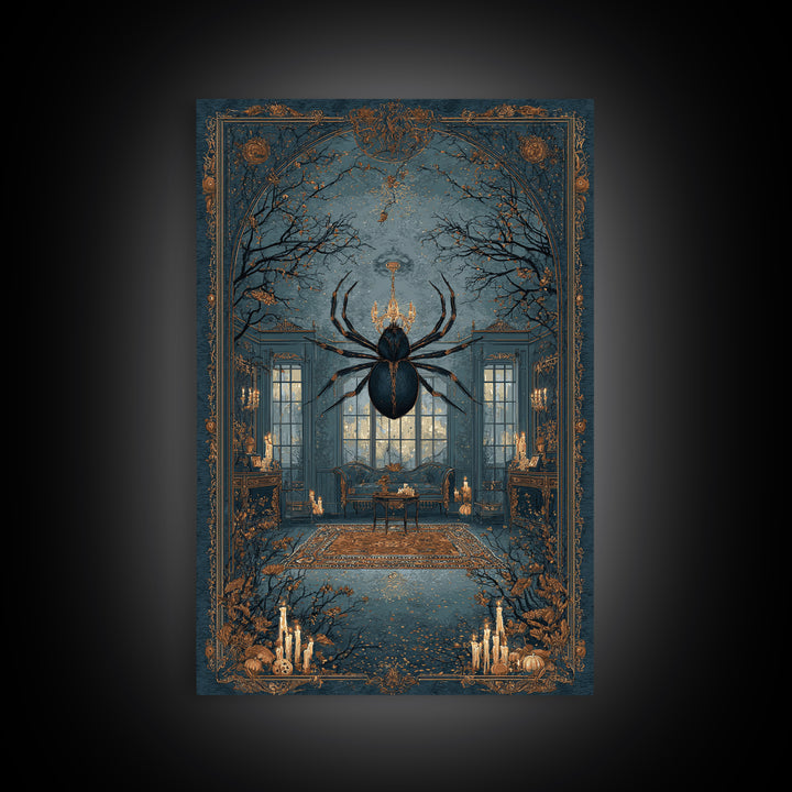 The Spider Queen Parlor - Icon Portrait, Occult Wall Decor, Vertical Wall Art, Canvas Print, Halloween Home Decor, Gothic Wall Art