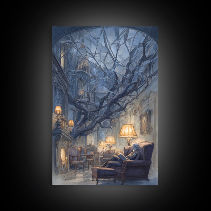 The Spider Queen Parlor - Environmental Panorama, Occult Wall Decor, Vertical Wall Art, Canvas Print, Halloween Home Decor, Gothic Wall Art