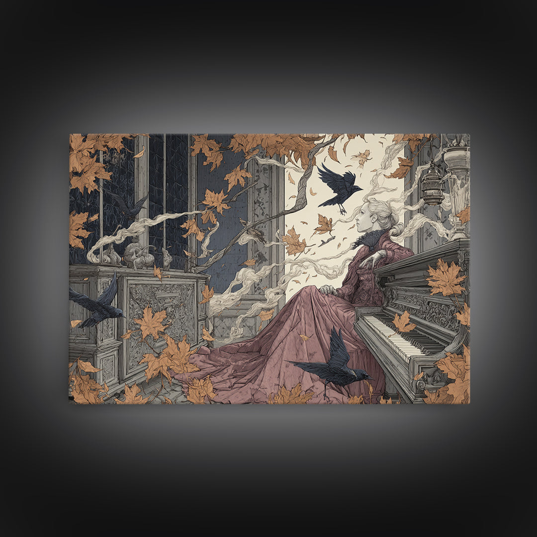 The Spider Queen Parlor - Procession Scene, Dark Fantasy Wall Art, Landscape Wall Art, Canvas Print, Halloween Home Decor, Gothic Wall Art
