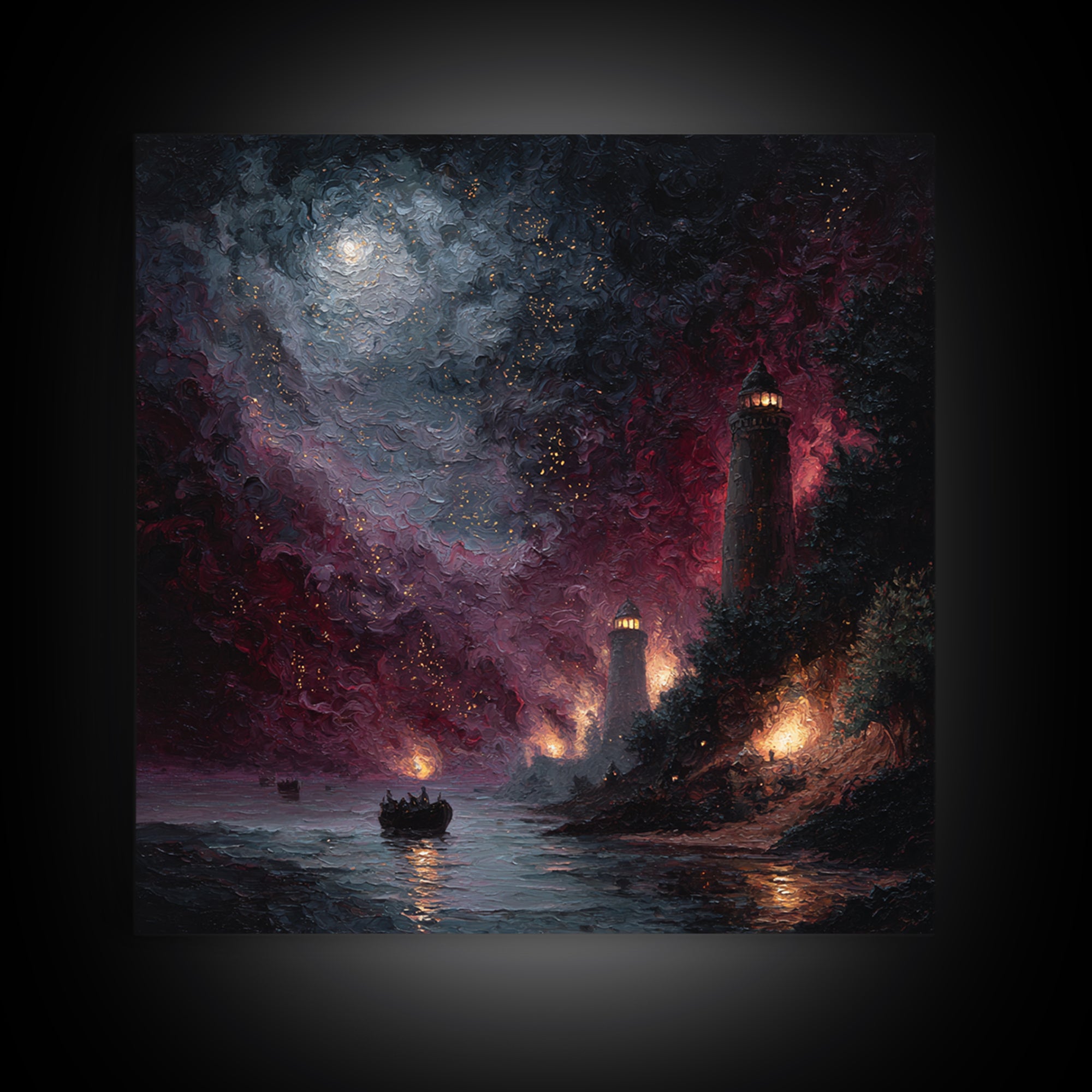 The Lantern-Bearer Of R’Lyeh, Occult Wall Decor, Square Wall Art, Framed Canvas Print, Halloween Home Decor, Gothic Wall Art