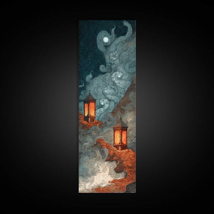 The Lantern-Bearer Of R’Lyeh, Macabre Halloween Art, Tall Narrow Wall Art, Canvas Print, Halloween Home Decor, Gothic Wall Art