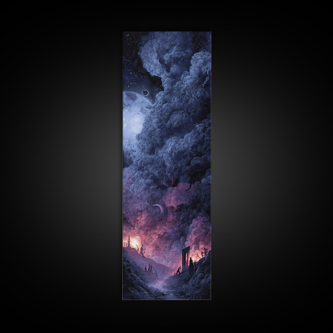 The Dreaming Priest Of The Outer Gate, Dark Fantasy Wall Art, Tall Narrow Wall Art, Framed Canvas Print, Halloween Home Decor