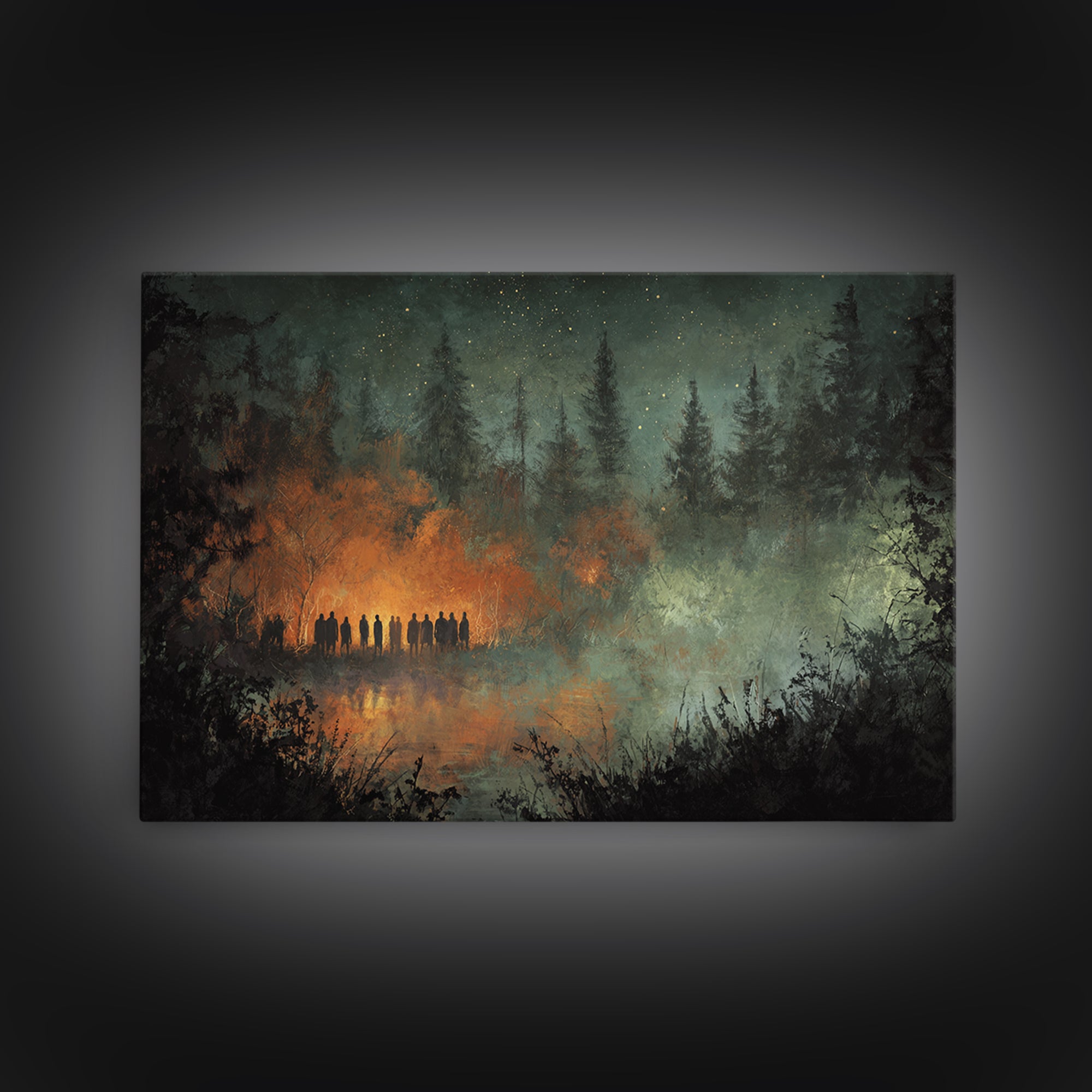 The Choir Of Deepwater Acolytes, Occult Wall Decor, Landscape Wall Art, Framed Canvas Print, Halloween Home Decor, Gothic Wall Art