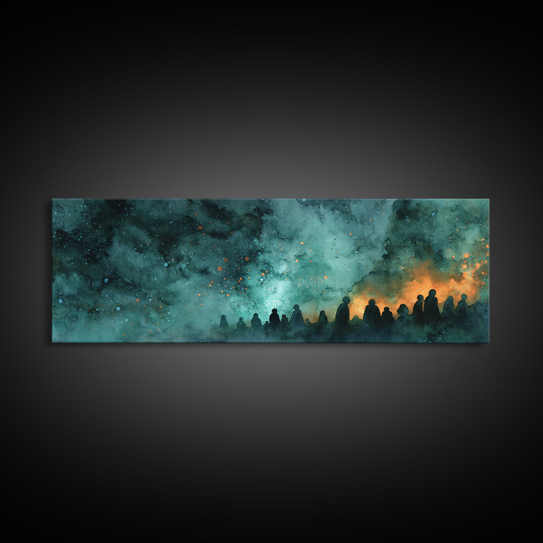 The Choir Of Deepwater Acolytes, Cosmic Horror Decor, Extra Wide Wall Art, Canvas Print, Halloween Home Decor, Gothic Wall Art