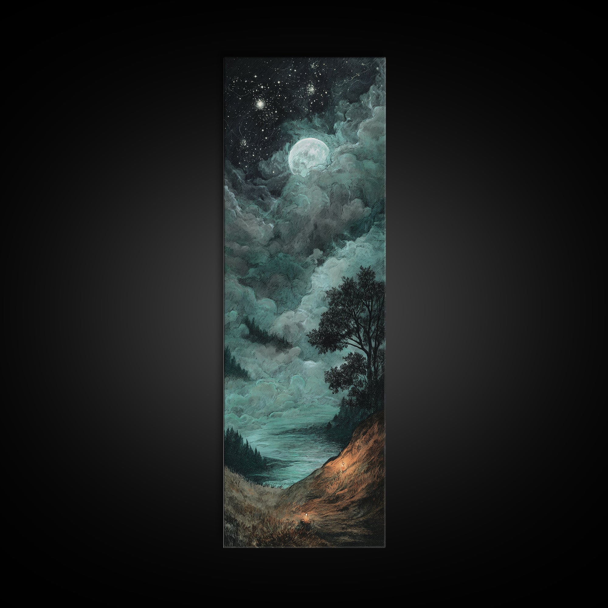The Bride Of The Abyssal Moon, Occult Wall Decor, Tall Narrow Wall Art, Framed Canvas Print, Halloween Home Decor, Gothic Wall Art