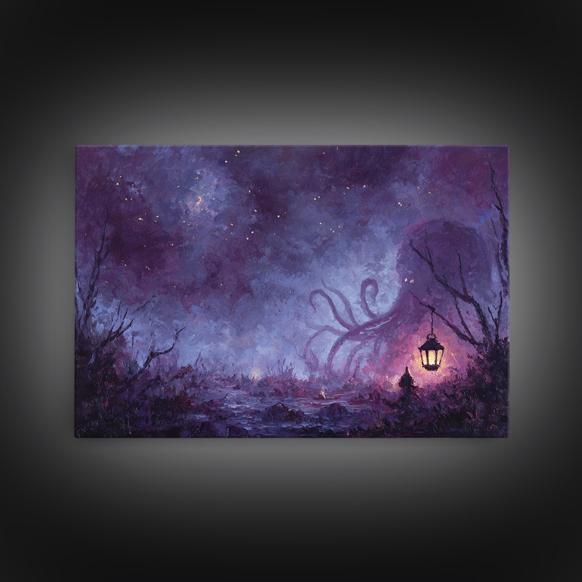The Watcher In The Coral Throne, Dark Fantasy Wall Art, Landscape Wall Art, Canvas Print, Halloween Home Decor, Gothic Wall Art