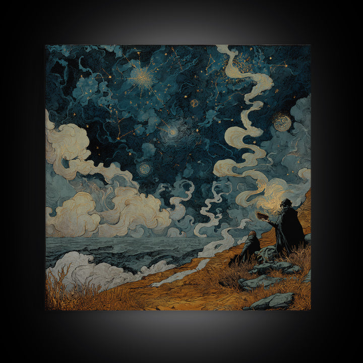 The Astronomer Of The Hollow Sky, Halloween Wall Art, Square Wall Art, Framed Canvas Print, Halloween Home Decor, Gothic Wall Art