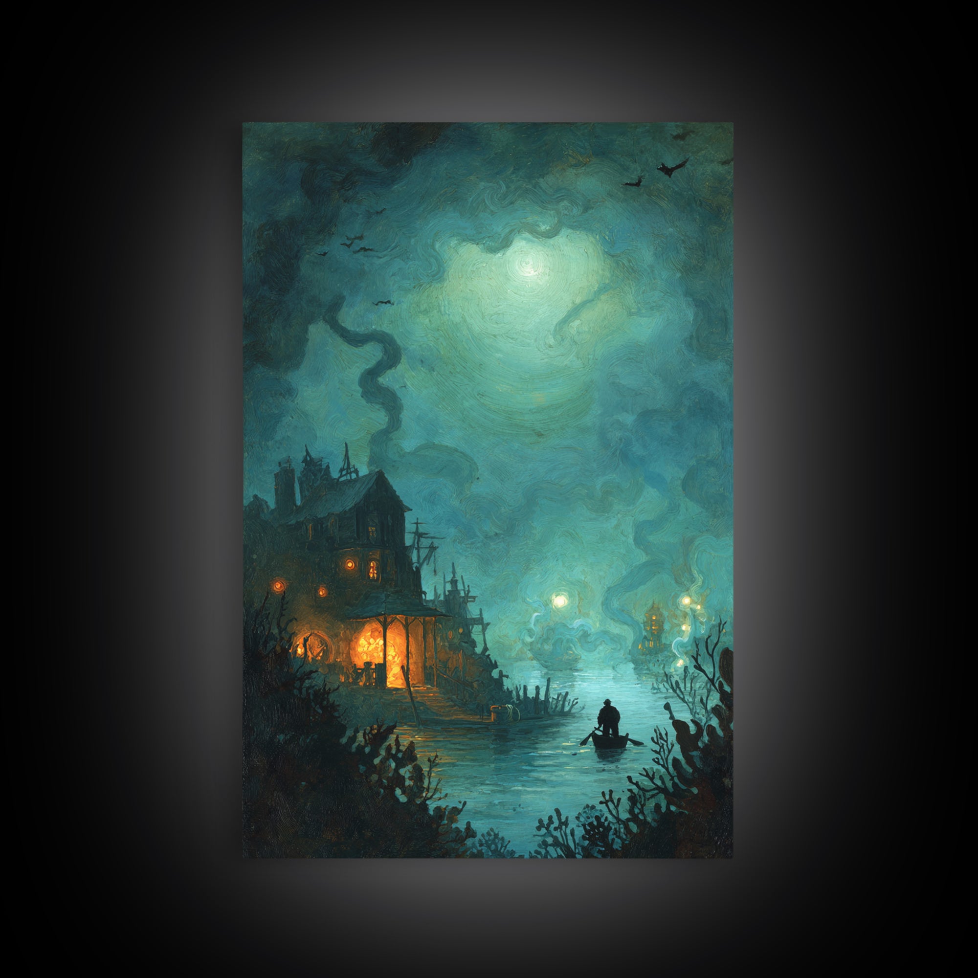 The Keeper Of The Black Reef Key, Eldritch Wall Art, Vertical Wall Art, Framed Canvas Print, Halloween Home Decor, Gothic Wall Art