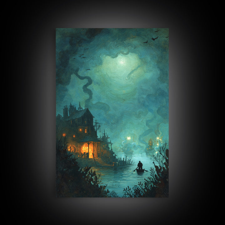 The Keeper Of The Black Reef Key, Eldritch Wall Art, Vertical Wall Art, Framed Canvas Print, Halloween Home Decor, Gothic Wall Art