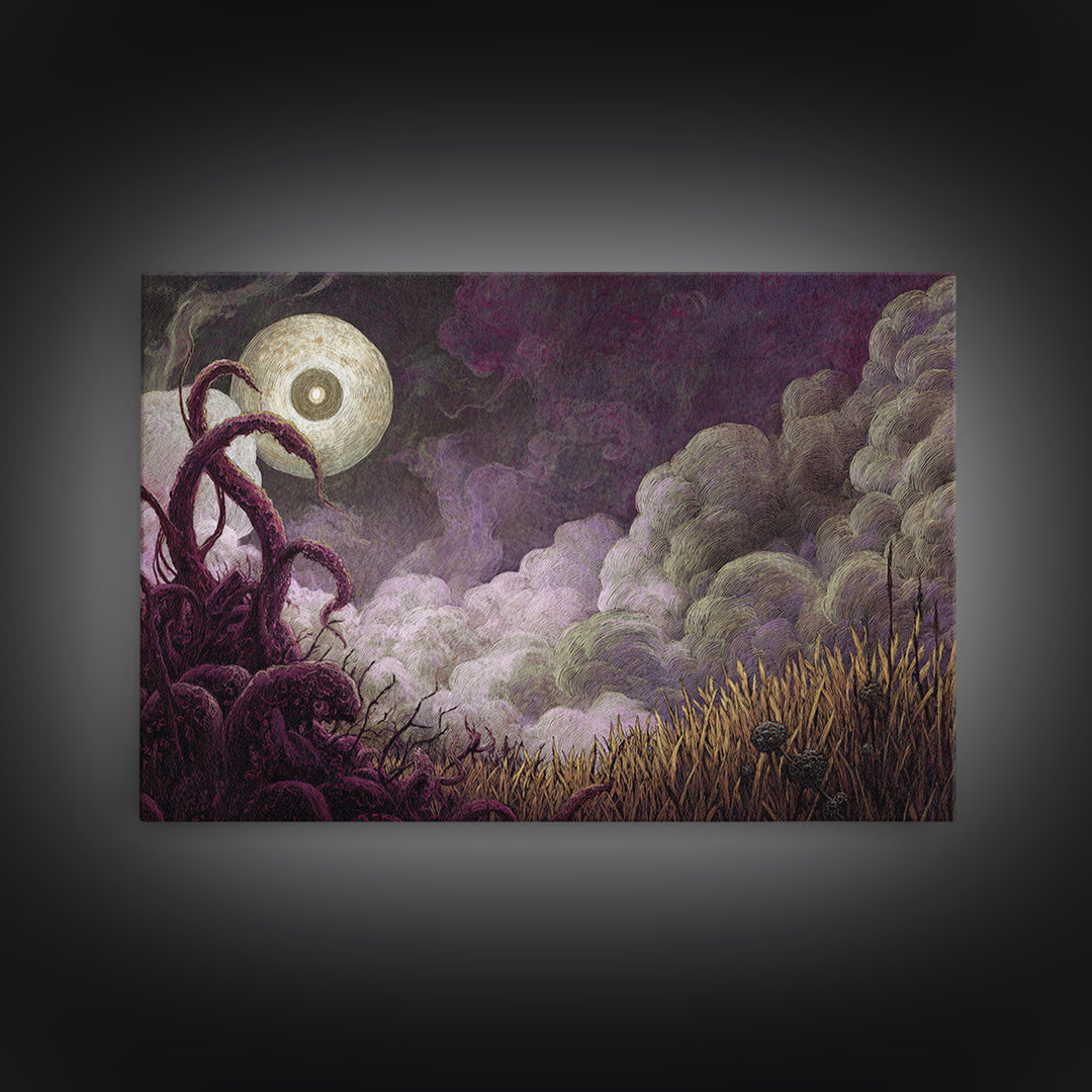 The Harvest Of The Eldritch Field, Macabre Halloween Art, Landscape Wall Art, Canvas Print, Halloween Home Decor, Gothic Wall Art