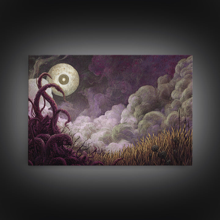 The Harvest Of The Eldritch Field, Macabre Halloween Art, Landscape Wall Art, Canvas Print, Halloween Home Decor, Gothic Wall Art