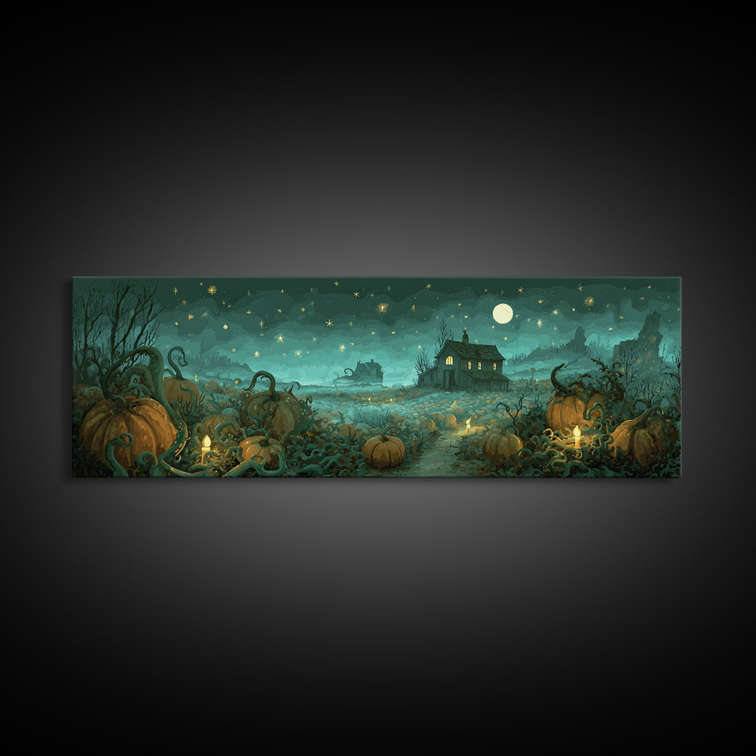 The Harvest Of The Eldritch Field, Cosmic Horror Decor, Extra Wide Wall Art, Canvas Print, Halloween Home Decor, Gothic Wall Art