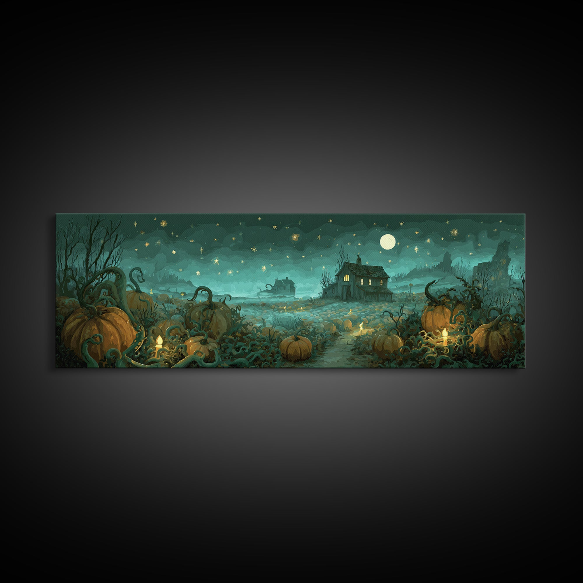 The Harvest Of The Eldritch Field, Cosmic Horror Decor, Extra Wide Wall Art, Canvas Print, Halloween Home Decor, Gothic Wall Art