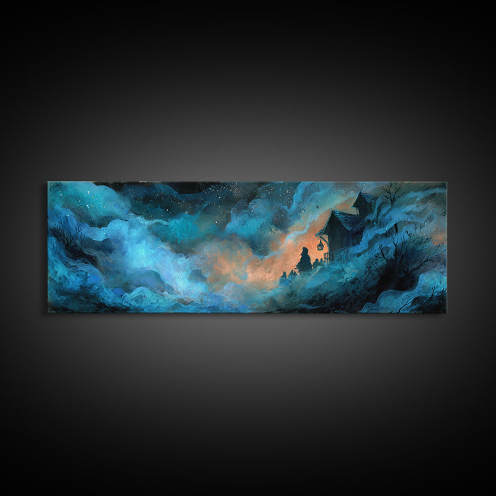 The Feast Of The Pale Cult, Cosmic Horror Decor, Extra Wide Wall Art, Canvas Print, Halloween Home Decor, Gothic Wall Art, Dark Fantasy Art