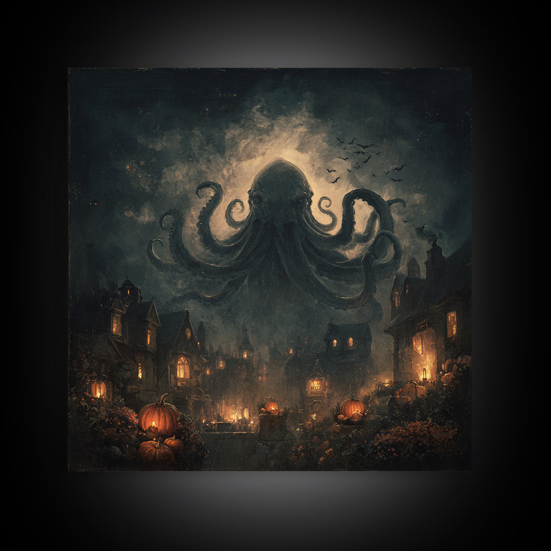 The Crown Of The Tentacled Saint, Halloween Wall Art, Square Wall Art, Framed Canvas Print, Halloween Home Decor, Gothic Wall Art