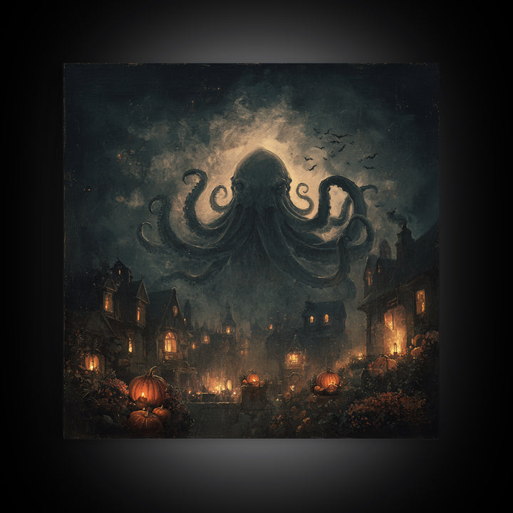 The Crown Of The Tentacled Saint, Halloween Wall Art, Square Wall Art, Framed Canvas Print, Halloween Home Decor, Gothic Wall Art
