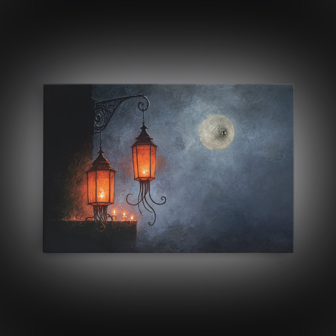 The Lantern Market Beyond The Veil, Occult Wall Decor, Landscape Wall Art, Canvas Print, Halloween Home Decor, Gothic Wall Art