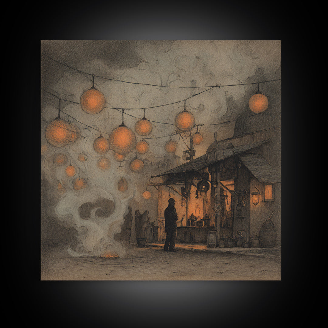 The Lantern Market Beyond The Veil, Occult Wall Decor, Square Wall Art, Canvas Print, Halloween Home Decor, Gothic Wall Art