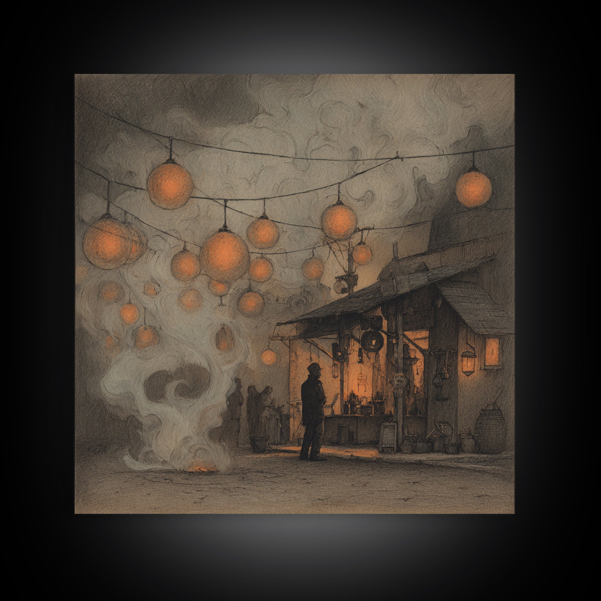 The Lantern Market Beyond The Veil, Occult Wall Decor, Square Wall Art, Canvas Print, Halloween Home Decor, Gothic Wall Art