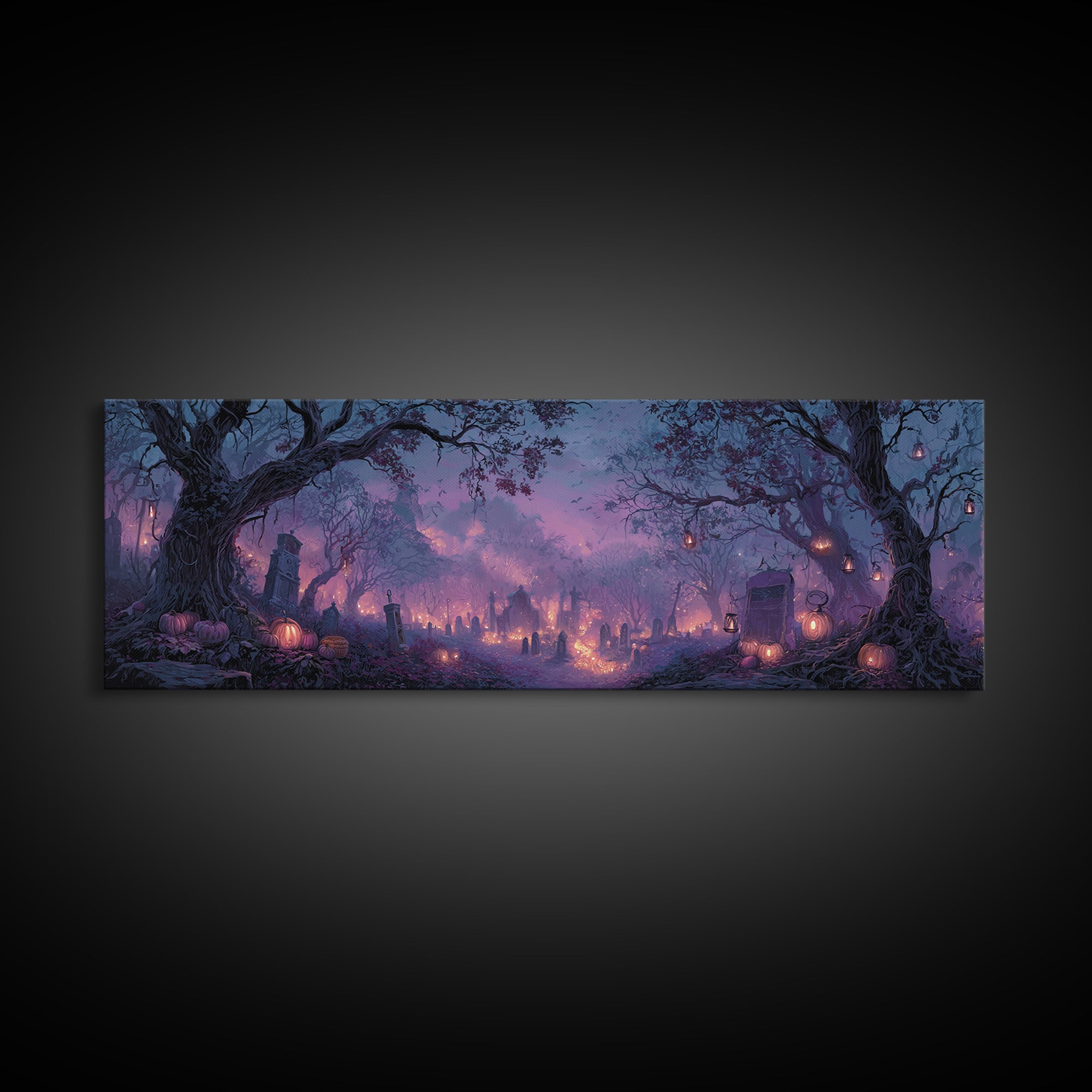 The Lantern Market Beyond The Veil, Macabre Halloween Art, Extra Wide Wall Art, Canvas Print, Halloween Home Decor, Gothic Wall Art