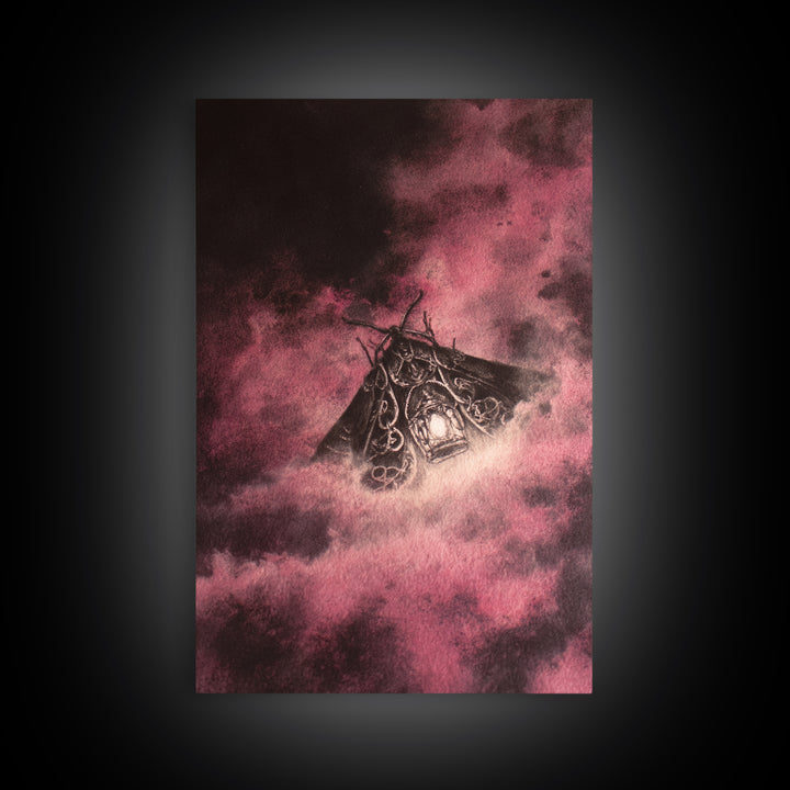 The Moth Prophet Of Kadath, Lovecraftian Wall Art, Vertical Wall Art, Canvas Print, Halloween Home Decor, Gothic Wall Art, Dark Fantasy Art
