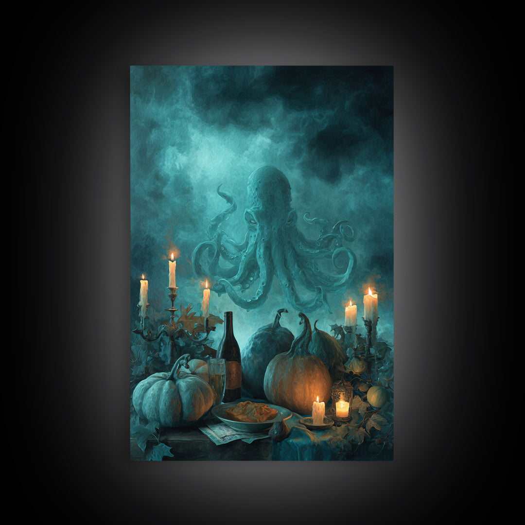 The Salt King Of The Black Shore, Lovecraftian Wall Art, Vertical Wall Art, Framed Canvas Print, Halloween Home Decor, Gothic Wall Art