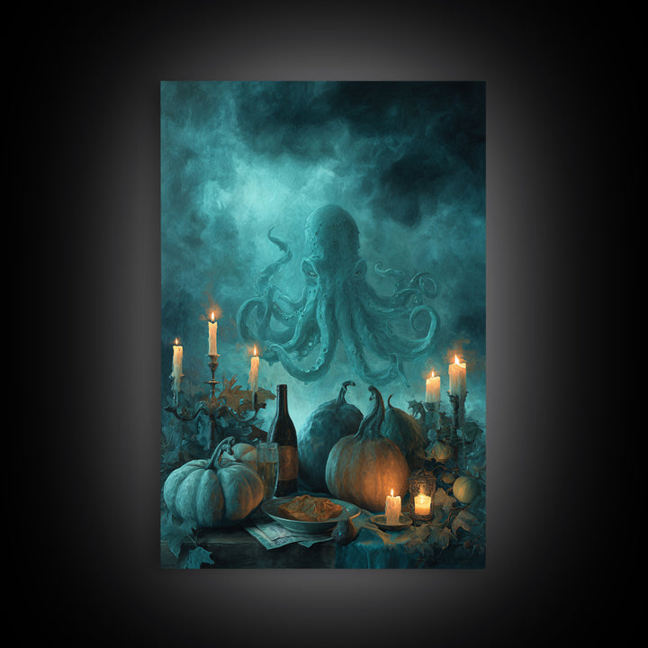The Salt King Of The Black Shore, Lovecraftian Wall Art, Vertical Wall Art, Framed Canvas Print, Halloween Home Decor, Gothic Wall Art
