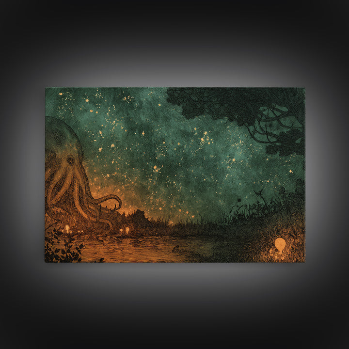 The Salt King Of The Black Shore, Dark Fantasy Wall Art, Landscape Wall Art, Framed Canvas Print, Halloween Home Decor, Gothic Wall Art