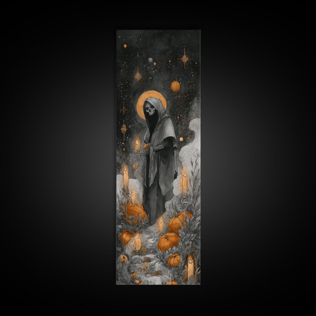 The Salt King Of The Black Shore, Occult Wall Decor, Tall Narrow Wall Art, Framed Canvas Print, Halloween Home Decor, Gothic Wall Art