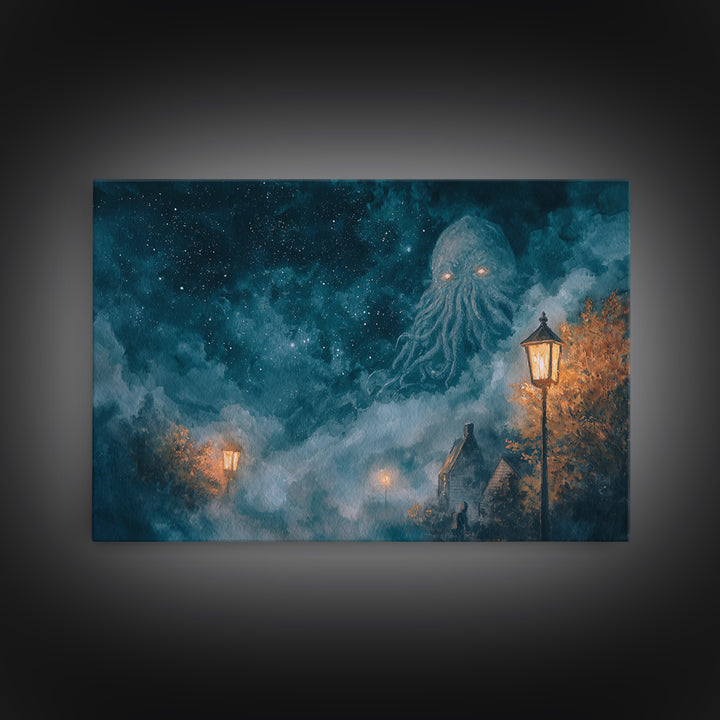 The Dreamwell Beneath Miskatonic, Dark Fantasy Wall Art, Landscape Wall Art, Canvas Print, Halloween Home Decor, Gothic Wall Art