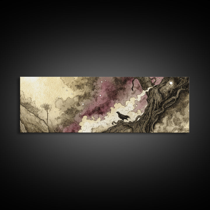 The Custodian Of The Whispering Idol, Eldritch Wall Art, Extra Wide Wall Art, Canvas Print, Halloween Home Decor, Gothic Wall Art