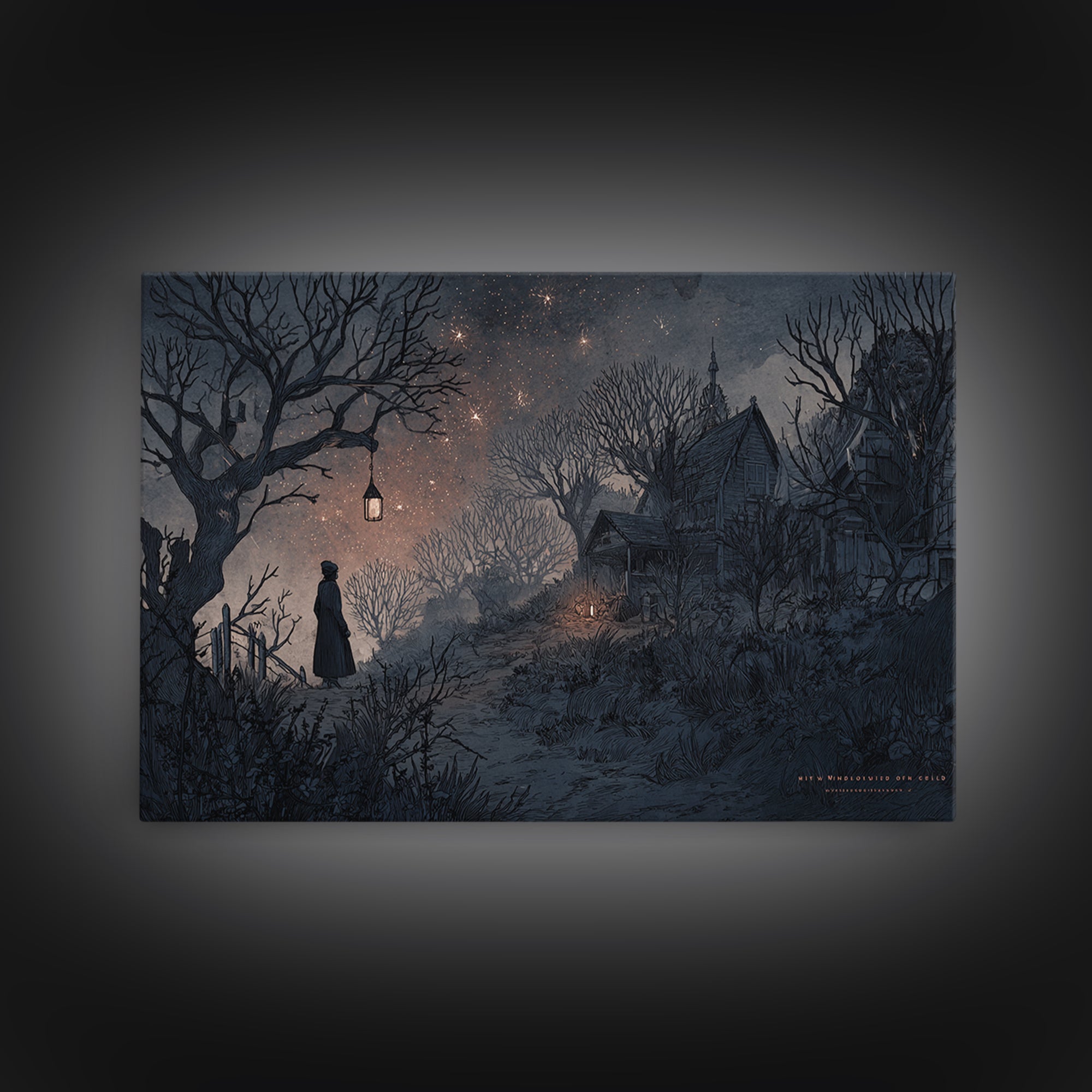 The Children Of The Star Orchard, Macabre Halloween Art, Landscape Wall Art, Framed Canvas Print, Halloween Home Decor, Gothic Wall Art